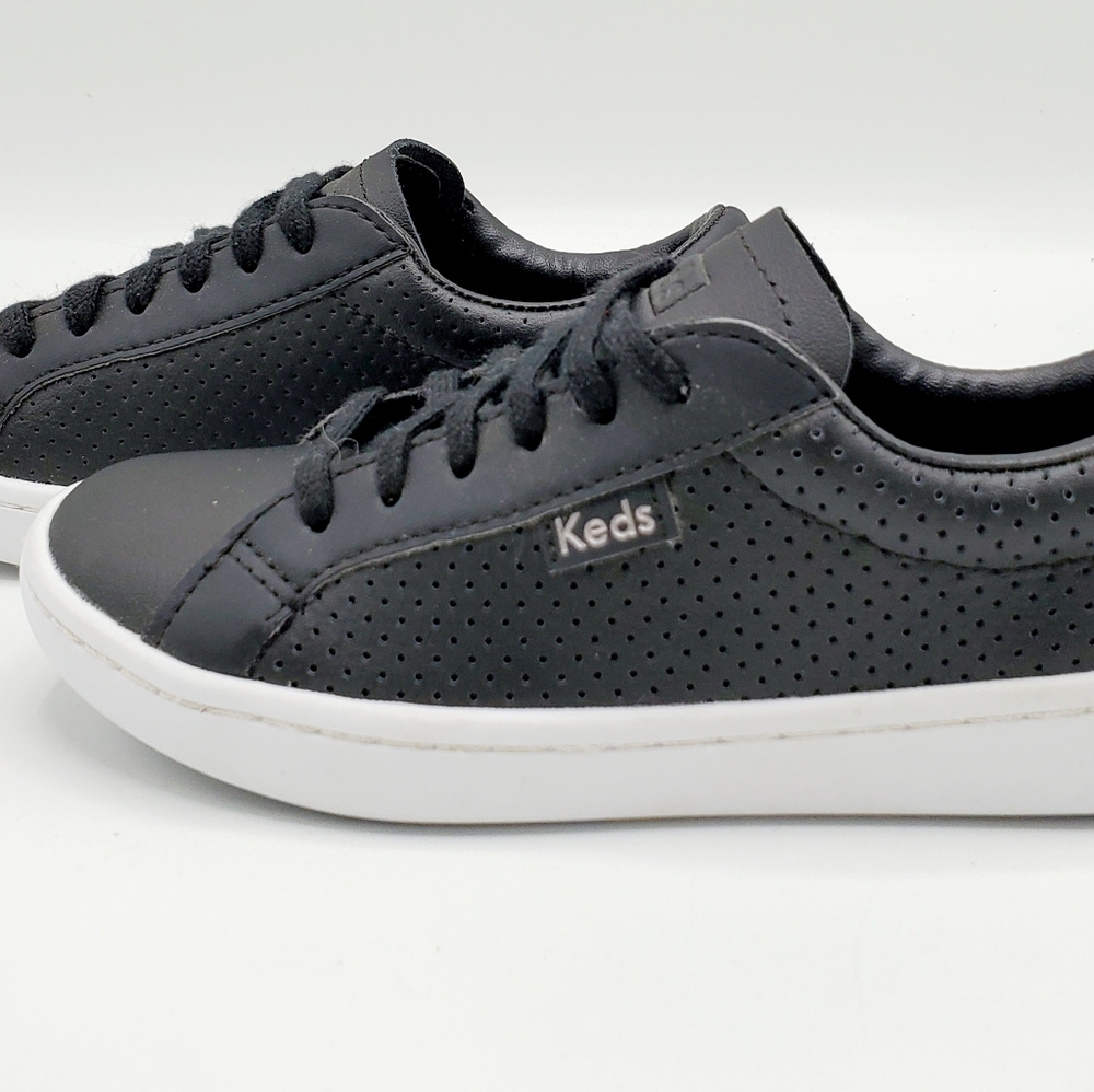 Keds Ace Black Leather Lace Up Sneakers for Girls or Boys! - Picture 1 of 6